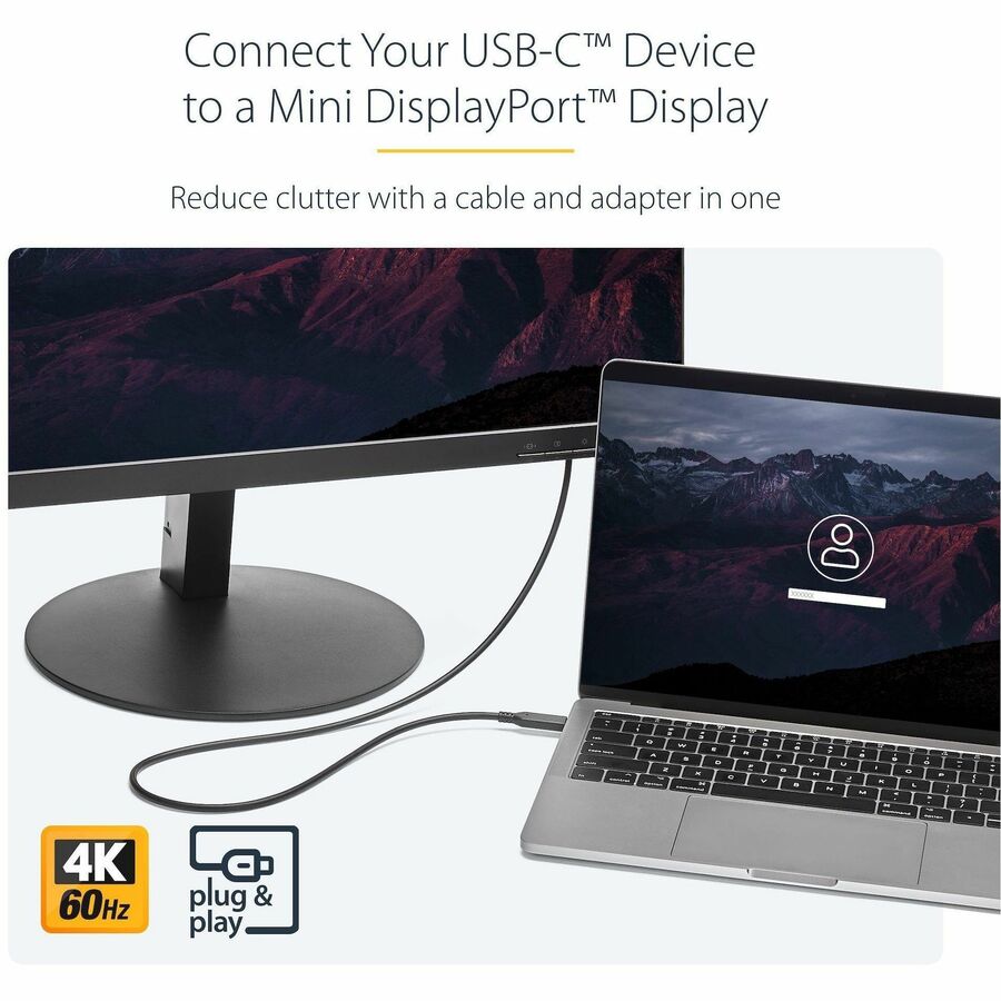 StarTech.com 1 m (3.3 ft.) USB-C to Mini DisplayPort Cable - 4K 60Hz - Black
