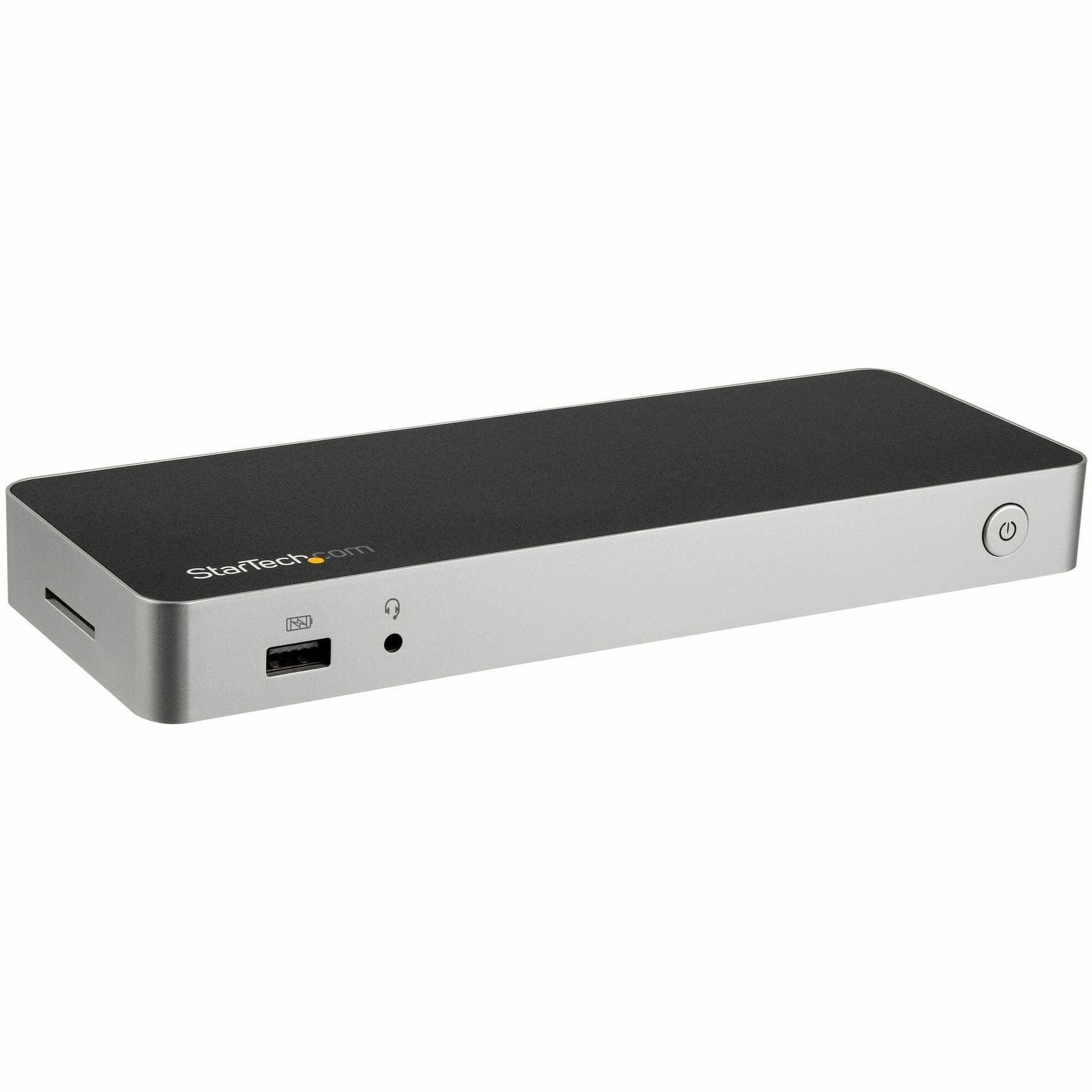 StarTech.com Docking Station, Dual 4K Display (1x HDMI, 1x DisplayPort), 5 USB 3.0 Ports, USB-C, SD Card Reader, Gigabit Ethernet, Audio/Mic, Thunderbolt, 60W Power Delivery, Black/Silver, 1 Each