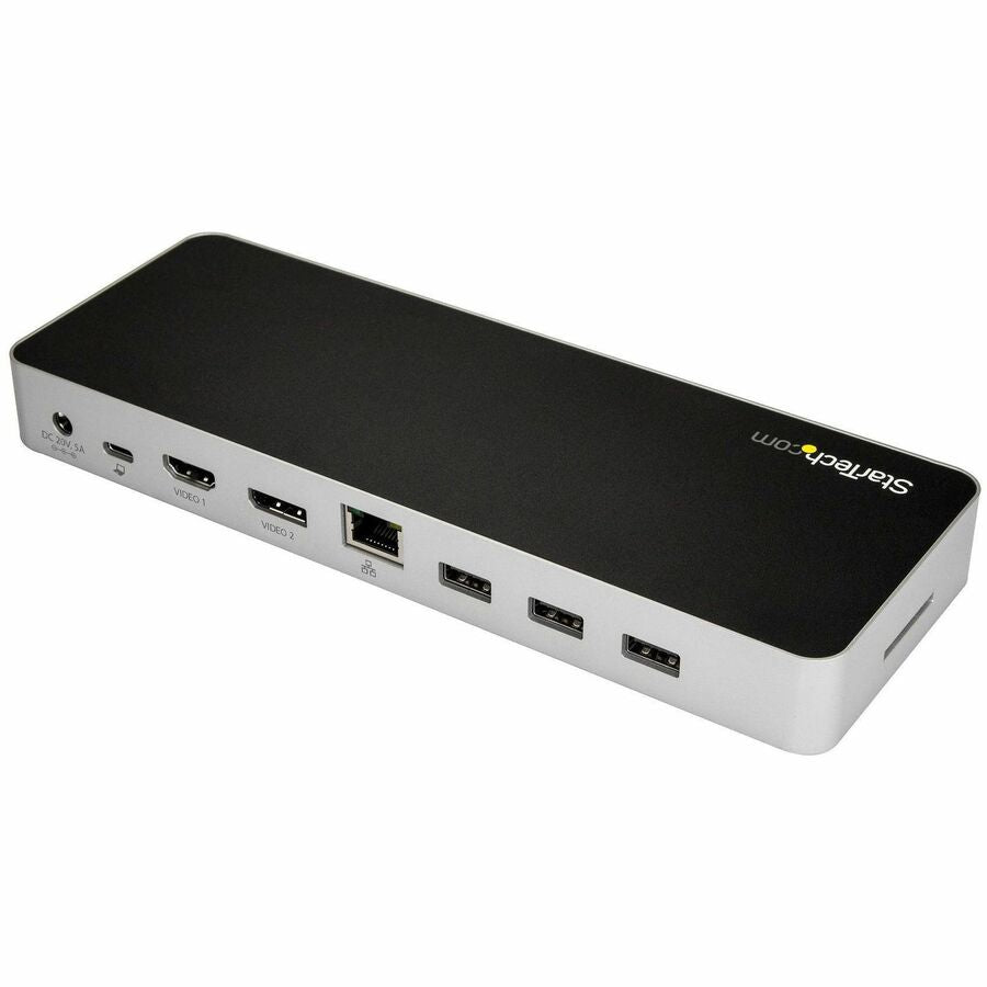 StarTech.com Docking Station, Dual 4K Display (1x HDMI, 1x DisplayPort), 5 USB 3.0 Ports, USB-C, SD Card Reader, Gigabit Ethernet, Audio/Mic, Thunderbolt, 60W Power Delivery, Black/Silver, 1 Each