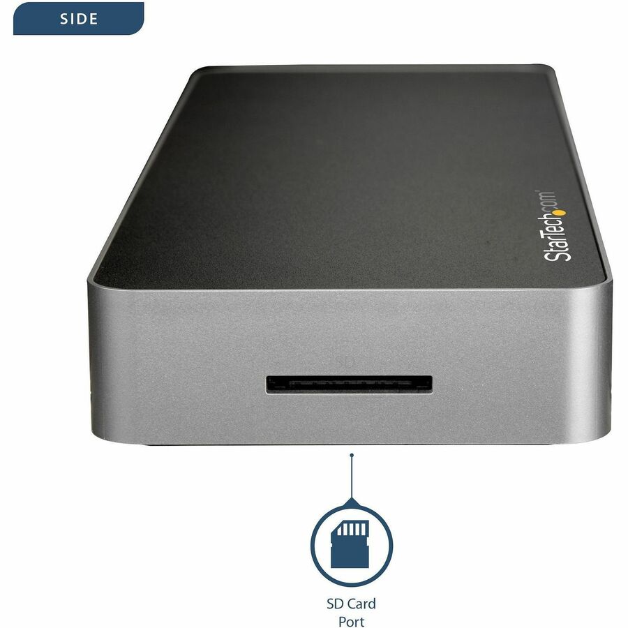 StarTech.com Docking Station, Dual 4K Display (1x HDMI, 1x DisplayPort), 5 USB 3.0 Ports, USB-C, SD Card Reader, Gigabit Ethernet, Audio/Mic, Thunderbolt, 60W Power Delivery, Black/Silver, 1 Each