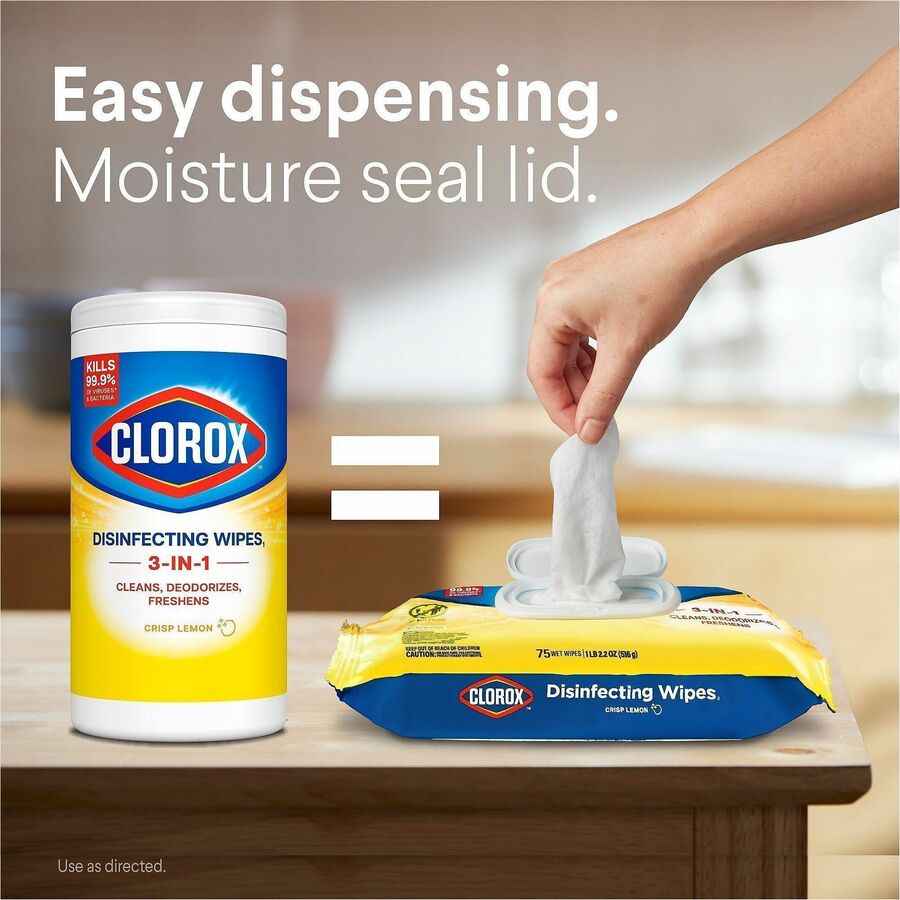 Clorox Disinfecting Cleaning Wipes Flex Pack - Crisp Lemon - White - 75/Pack - 1 Each