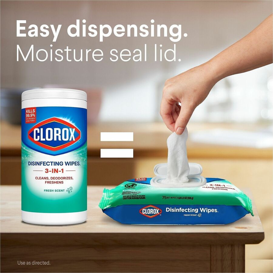 Clorox Disinfecting Cleaning Wipes Flex Pack - Fresh - White - 75/Pack - 1 Each