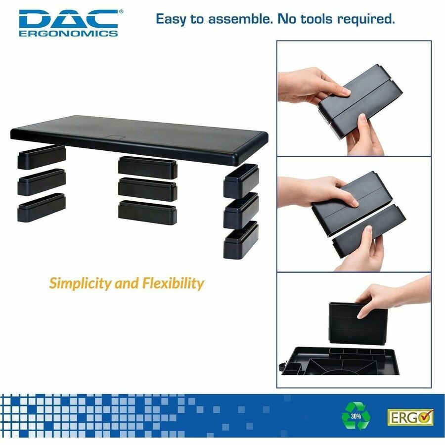 DAC&reg; Stax MP-211 Height-Adjustable Ultra-Wide Monitor/Laptop Stand, Black