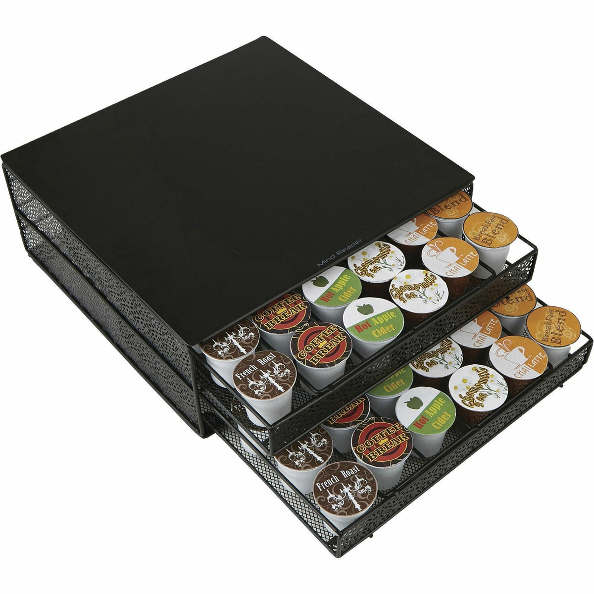 Mind Reader 72-pod Coffee Storage - 72 x Coffee Pod - 2 Drawer(s) - 5.10" Height x 13" Width x 12.80" Length - Black - 1 Each