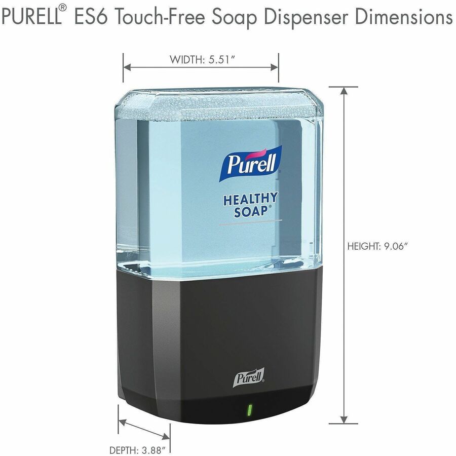 PURELL&reg; ES6 Touch-free Hand Soap Dispenser - Automatic - 1.27 quart Capacity - Support 4 x C Battery - Locking Mechanism, Durable, Wall Mountable, Touch-free - Graphite - 1 Each