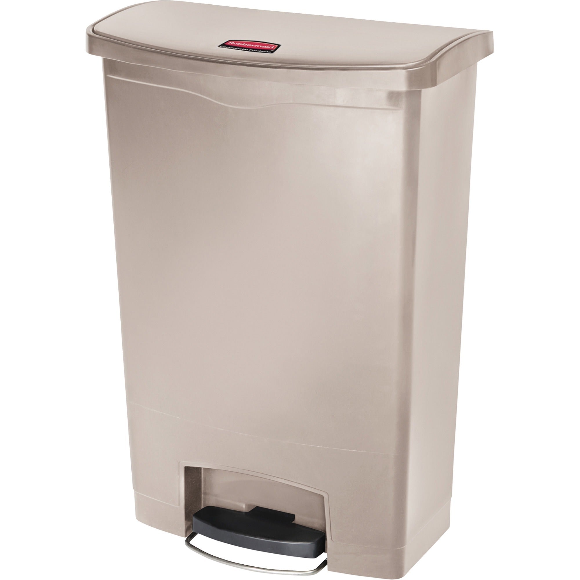 Step-on Opening - 24 gal Capacity - Rectangular - Manual - Durable, Foot Pedal, Easy to Clean, Hinged, Fire-Safe, Chemical Resistant - 32.5" Height x 13.9" Width - Plastic, Resin - Beige - 1 Each