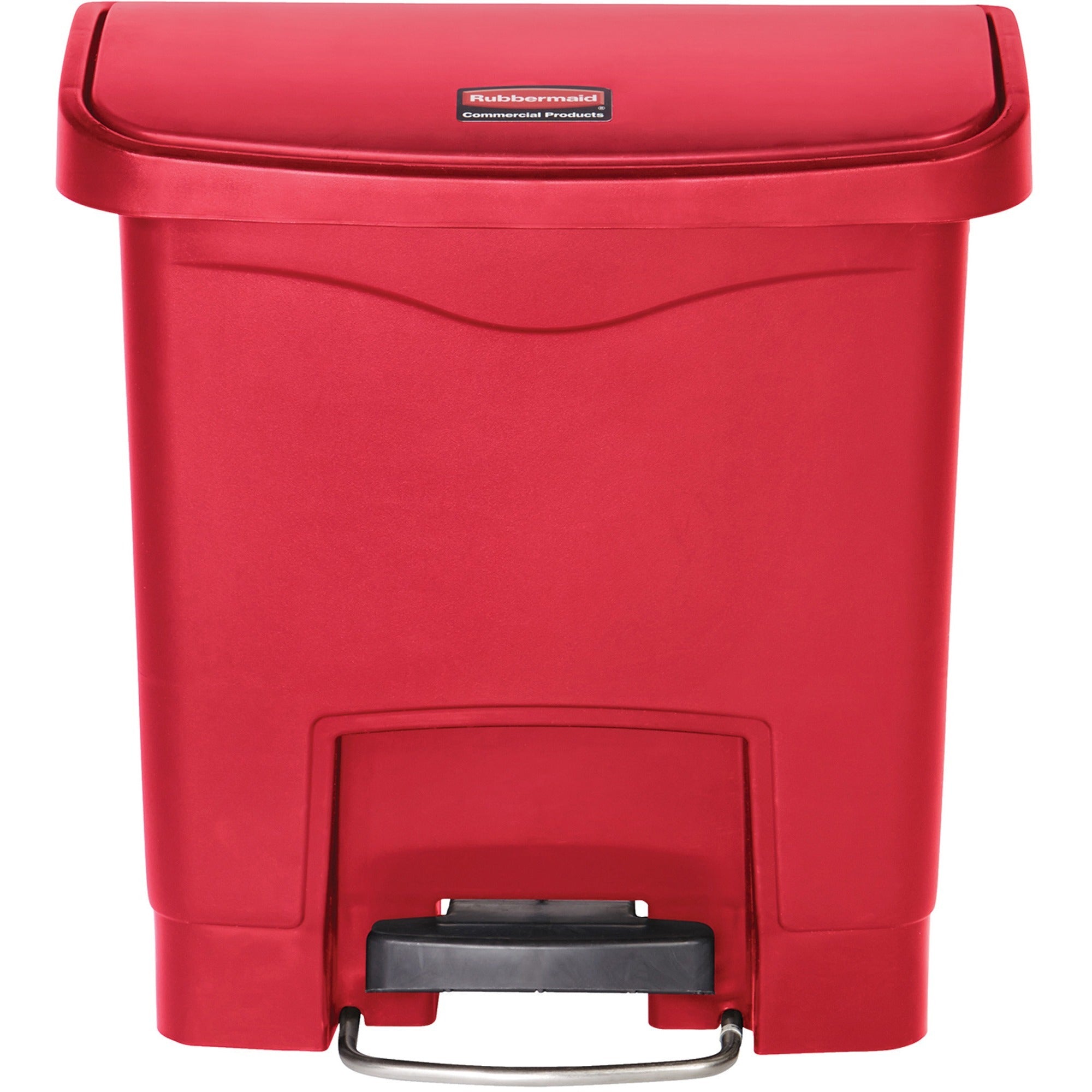 Step-on Opening - 4 gal Capacity - Rectangular - Manual - Durable, Foot Pedal, Easy to Clean, Hinged, Fire-Safe, Chemical Resistant - 15.7" Height x 9.1" Width - Plastic, Resin - Red - 1 Each