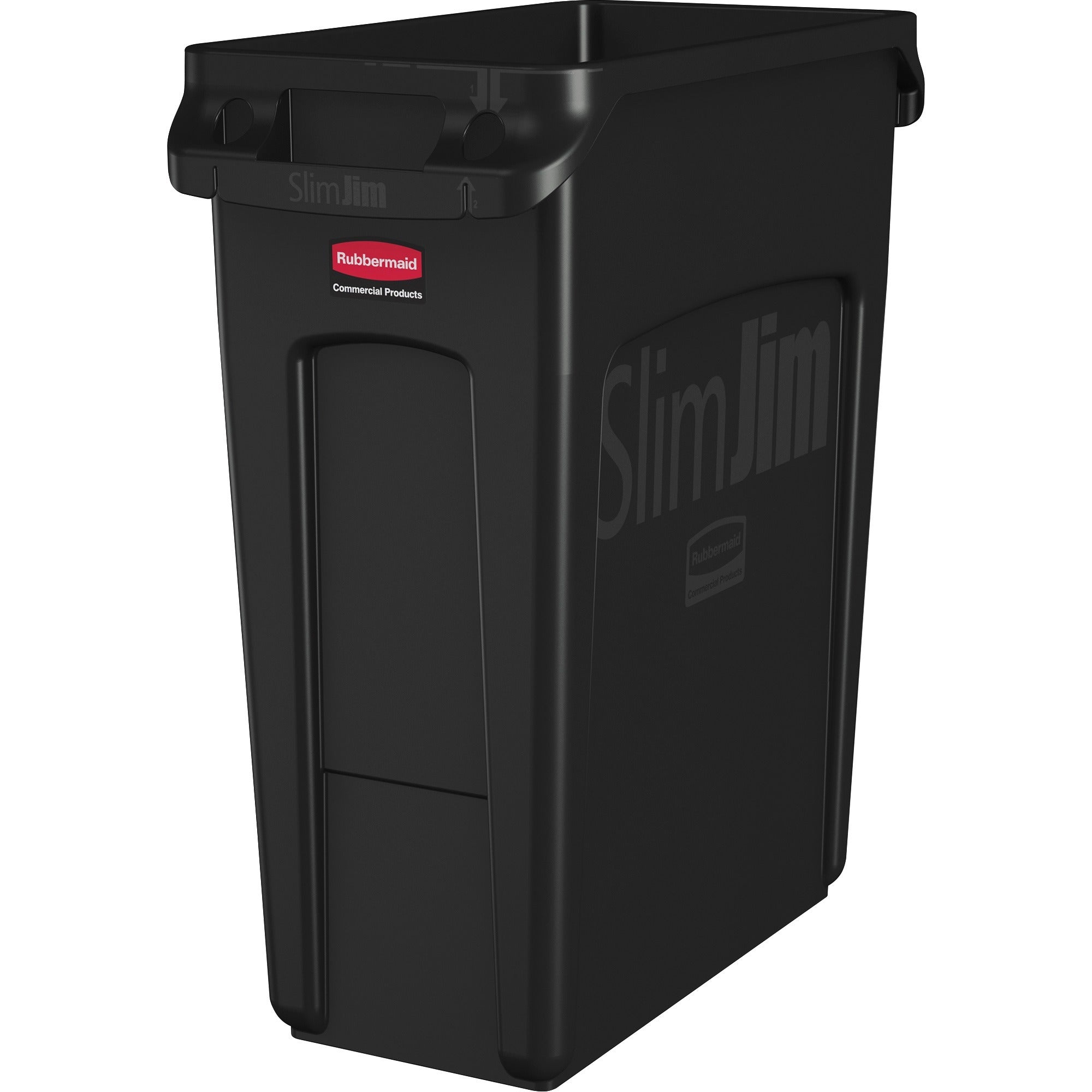 16 gal Capacity - Rectangular - Handle, Durable, Chemical Resistant, Crush Resistant, Recyclable - 25" Height x 11" Width x 22" Depth - Black - 1 Each