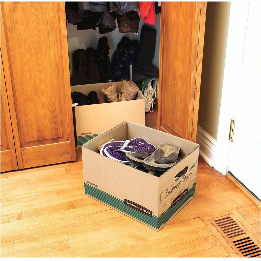 Bankers Box STOR/FILE Recycled File Storage Box, Medium Duty, Lift-Off Lid, Stackable, Kraft/Green, Legal/Letter Size, 20/Carton