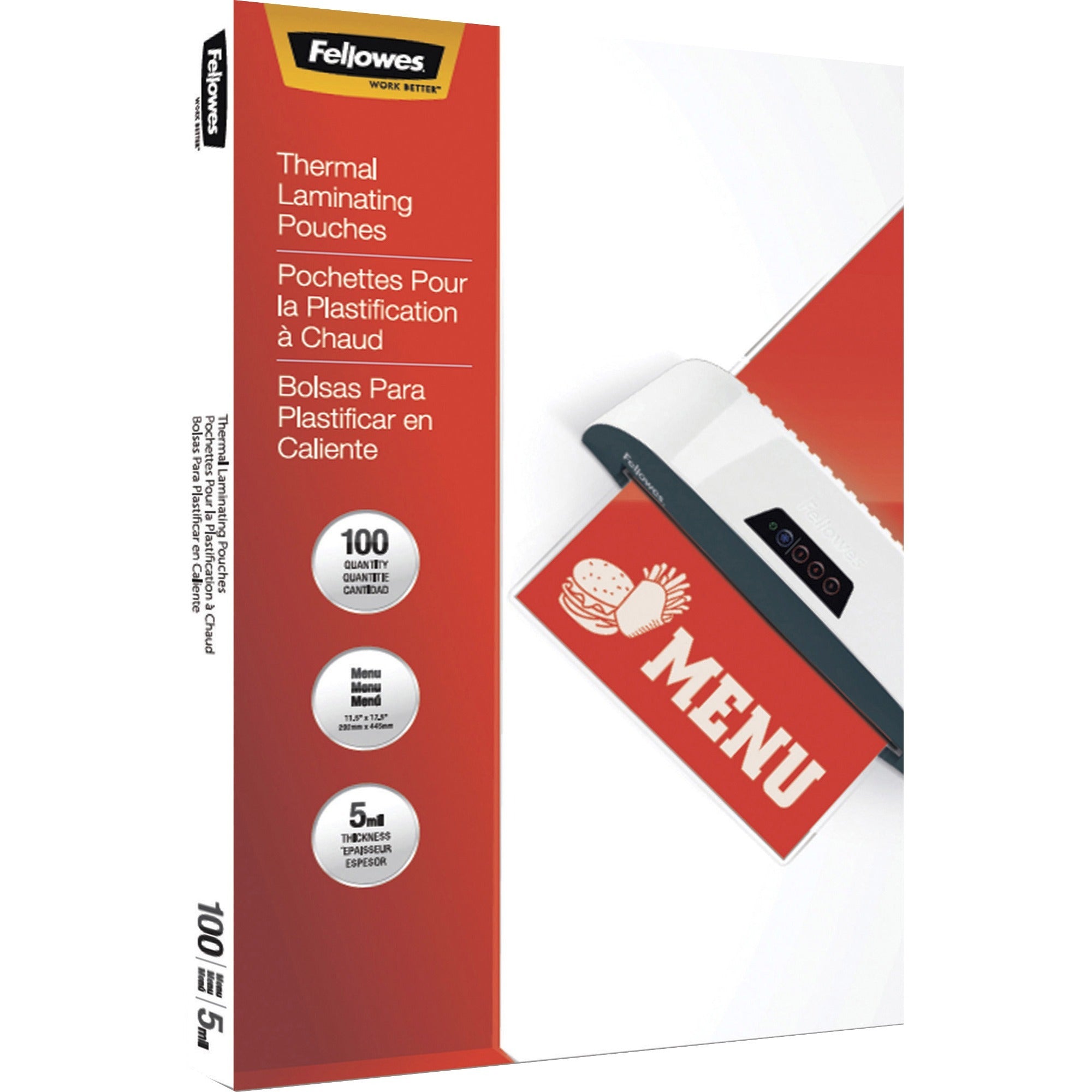 Sheet Size Supported: Menu 11.50" Width x 17.50" Length - Laminating Pouch/Sheet Size: 11.50" Width x 5 mil Thickness - Glossy - for Document, Menu - Photo-safe, Durable - Clear - 1 Pack