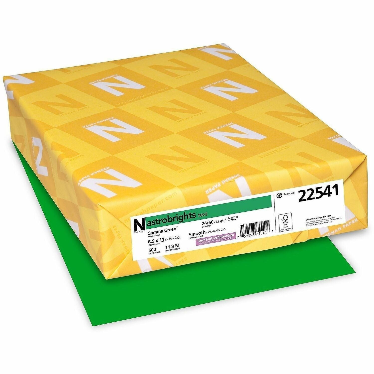 Letter - 8 1/2" x 11" - 24 lb Basis Weight - Green Seal - Acid-free, Lignin-free, Heavyweight - Gamma Green - 500 / Pack