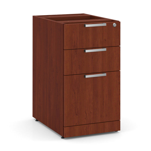 OfficeSource Laminate 3 Drawer Deluxe Full Pedestal - Box/File - Cherry