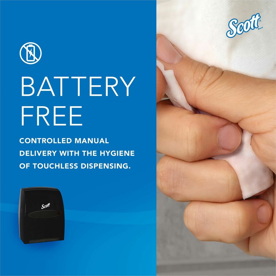 Scott Essential Manual Hard Towel Dispenser - Touchless Dispenser - 16.1" Height x 12.6" Width x 10.2" Depth - Black - 1 Carton