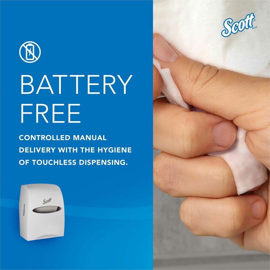 Scott Essential Manual Hard Towel Dispenser - Touchless Dispenser - 16.1" Height x 12.6" Width x 10.2" Depth - White - 1 Carton