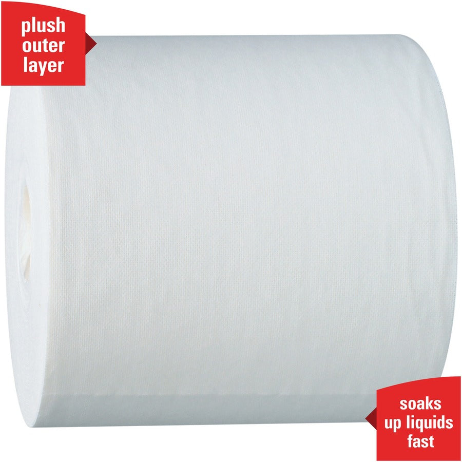Wypall PowerClean L40 Extra Absorbent Towels - 10" Width x 13.20" Length - 200 Sheets/Roll - 400 Sheets - White - Cellulose, Plush - 1 Carton