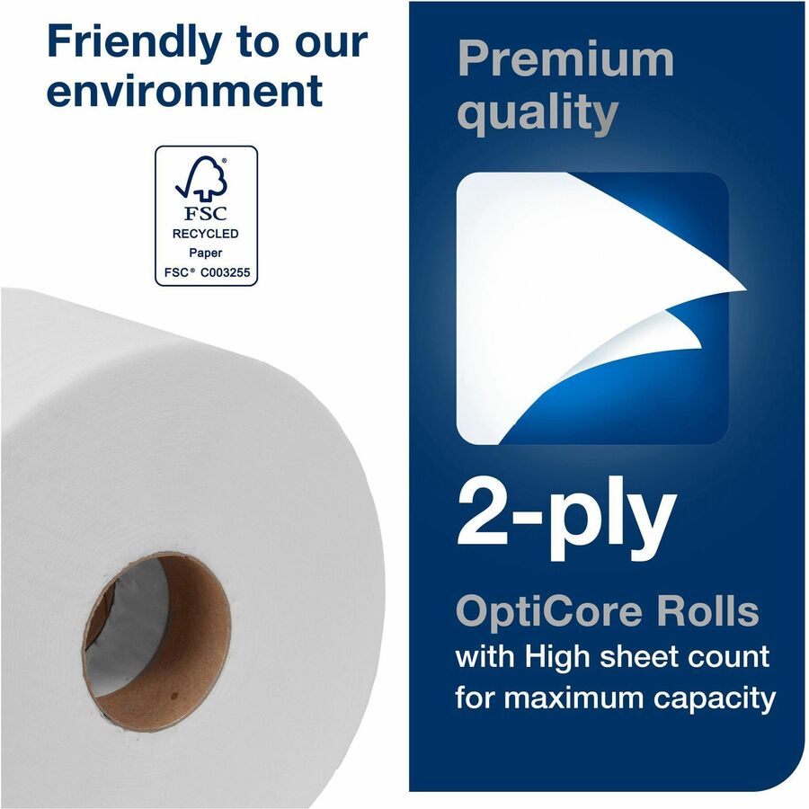 2 Ply - 3.80" Width x 266.67 ft Length - 800 Sheets/Roll - 5.60" Roll Diameter - 1 45/64" Core - Floral Embossing Pattern - White - Paper - 36 / Carton