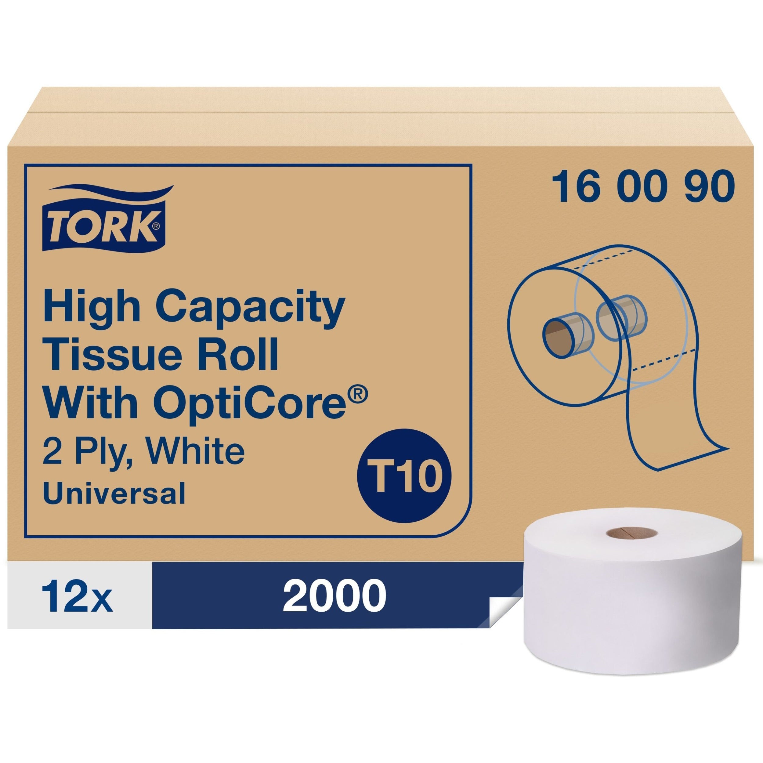 2 Ply - 3.80" Width x 583.30 ft Length - 2000 Sheets/Roll - 7.20" Roll Diameter - 1 45/64" Core - White - Paper - 24000 / Sheet
