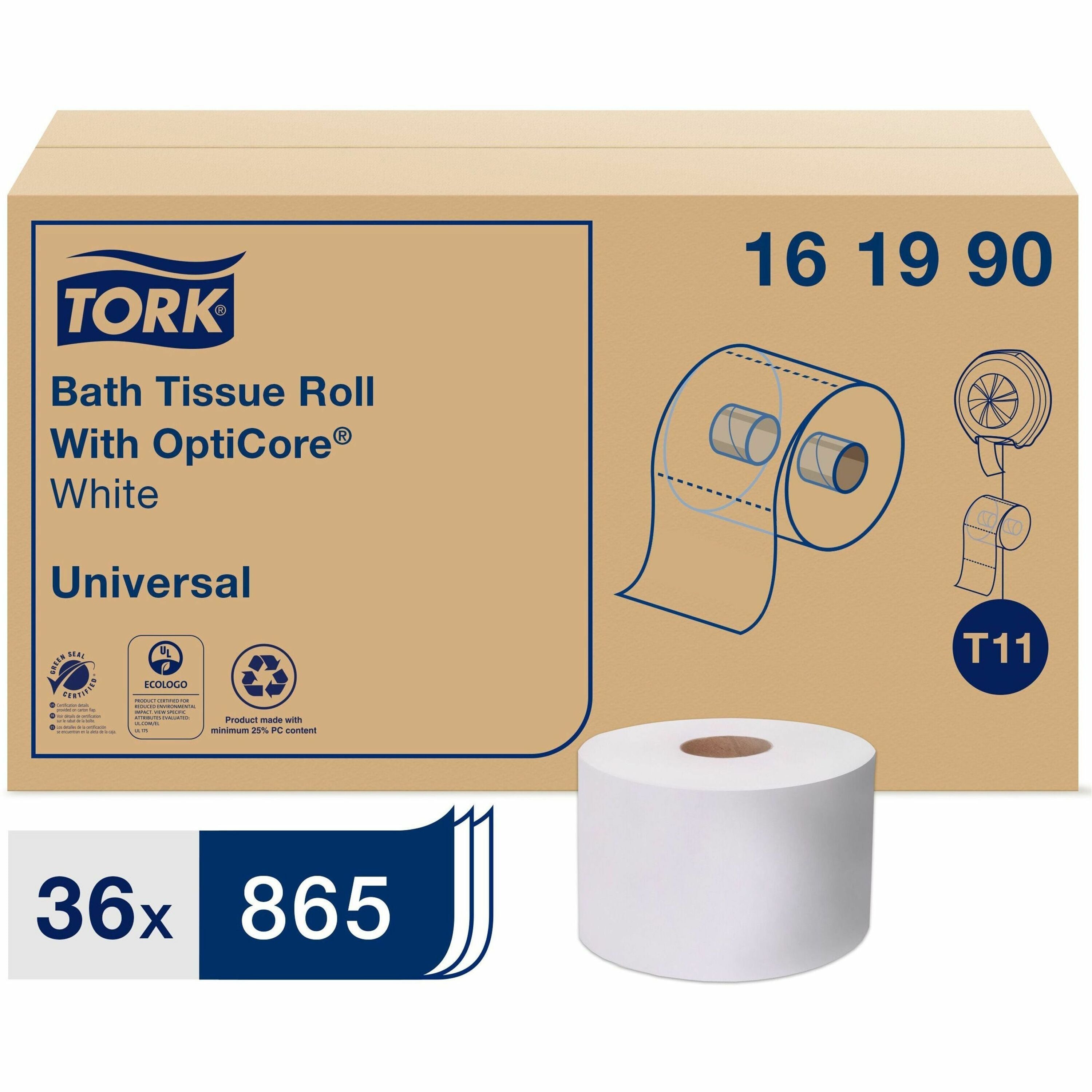2 Ply - 3.80" Width x 288.30 ft Length - 865 Sheets/Roll - 5.60" Roll Diameter - 1 45/64" Core - White - Paper - 36 / Carton