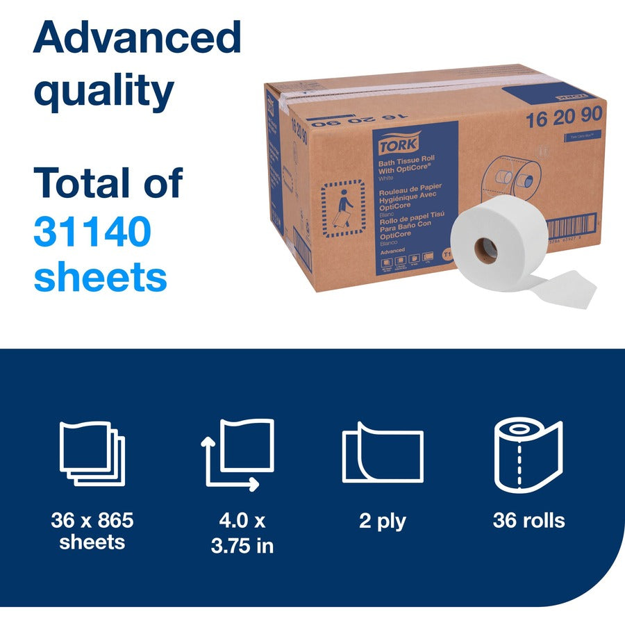 2 Ply - 3.80" Width x 288.30 ft Length - 865 Sheets/Roll - 5.60" Roll Diameter - 1 45/64" Core - Floral Embossing Pattern - White - Paper - 1 Carton