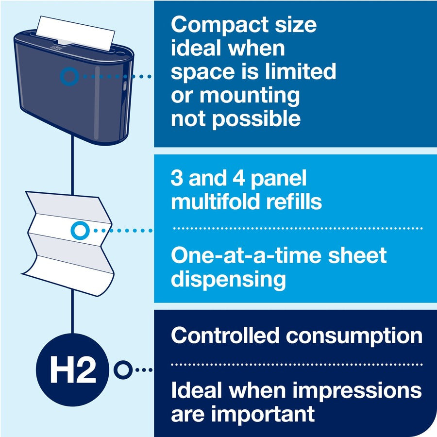 TORK Xpress Countertop Multifold Hand Towel Dispenser - Multifold Dispenser - 7.9" Height x 12.7" Width x 4.6" Depth - Plastic - Black - Compact, Lockable - 1 Each