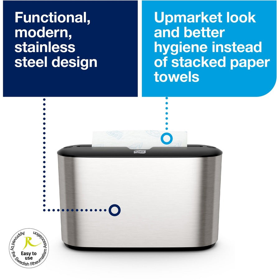 TORK Xpress Countertop Multifold Hand Towel Dispenser - Multifold Dispenser - 7.9" Height x 12.7" Width x 4.6" Depth - Plastic, Metal - Stainless - Compact, Lockable - 1 Each