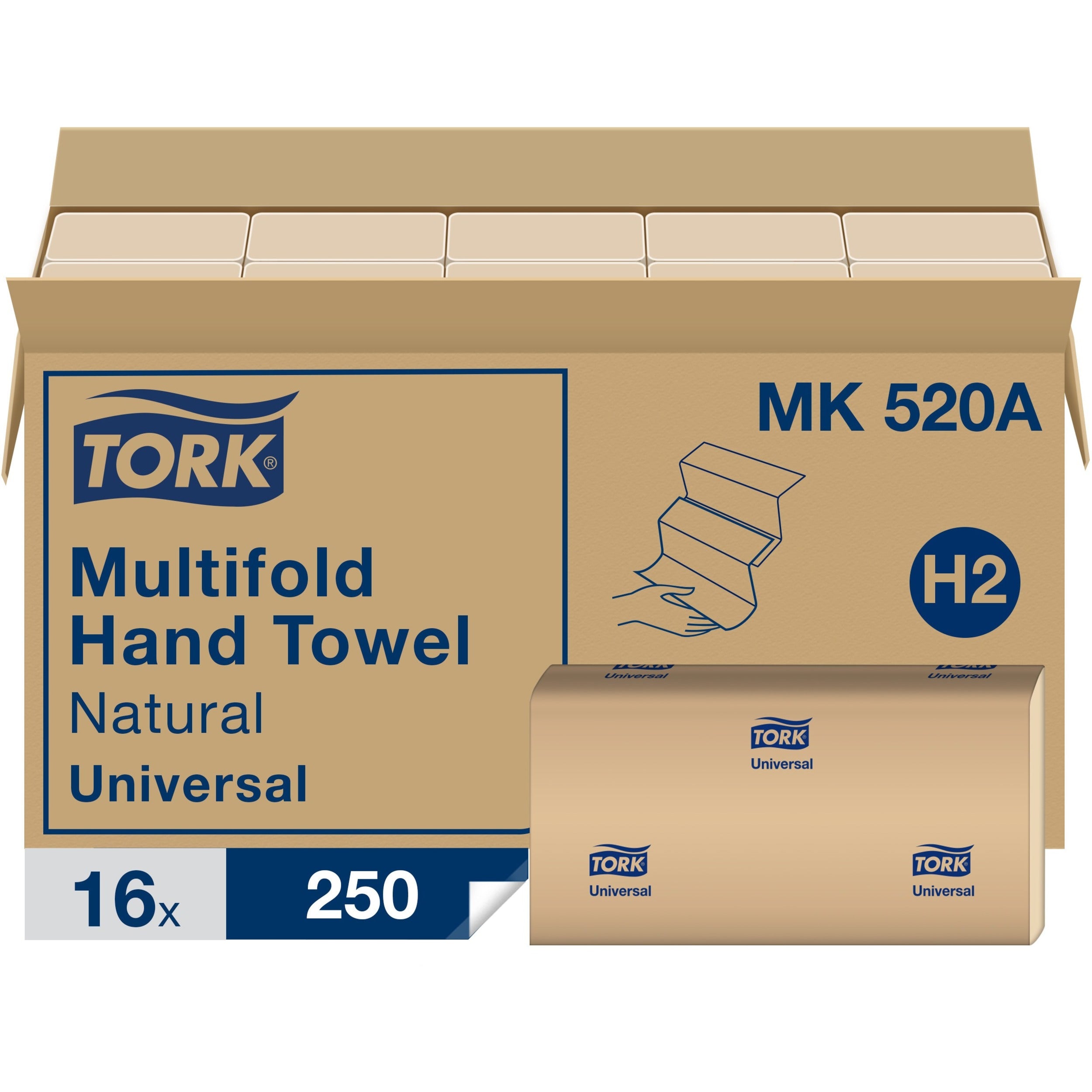1 Ply - Multifold - 11" Width x 63 ft Length - Natural - 250/Pack - 16 / Carton