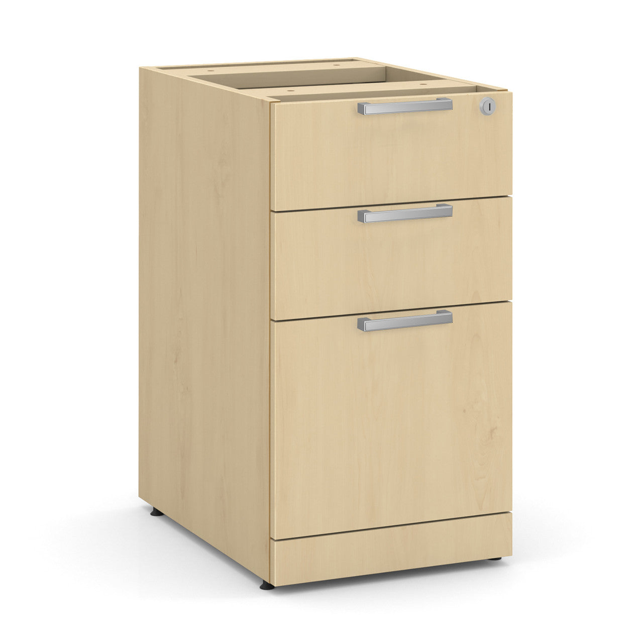 OfficeSource Laminate 3 Drawer Deluxe Full Pedestal - Box/File - Maple