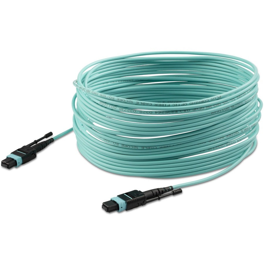 StarTech.com 32.80 ft Multi-Mode 50/125µm Fiber Optic Network Cable, MTP/MPO Female to MTP/MPO Female, 40 Gbit/s, Plenum OFNP, Aqua, 1 Each