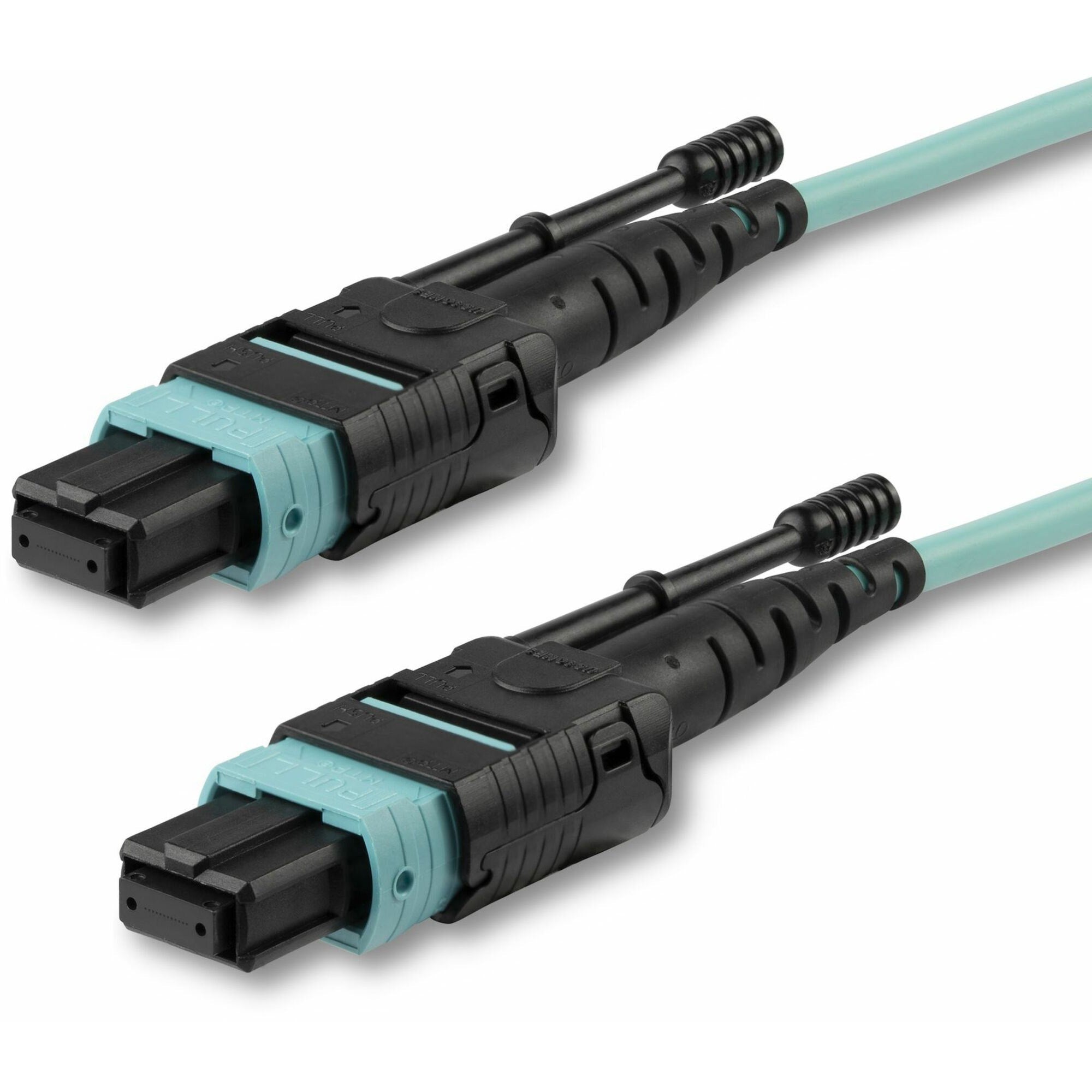StarTech.com Fiber Optic Network Cable, 6.56 ft, MTP/MPO Female to MTP/MPO Female, 40 Gbit/s, Multi-mode 50/125µm, OFNP Plenum, Aqua, 1 Each