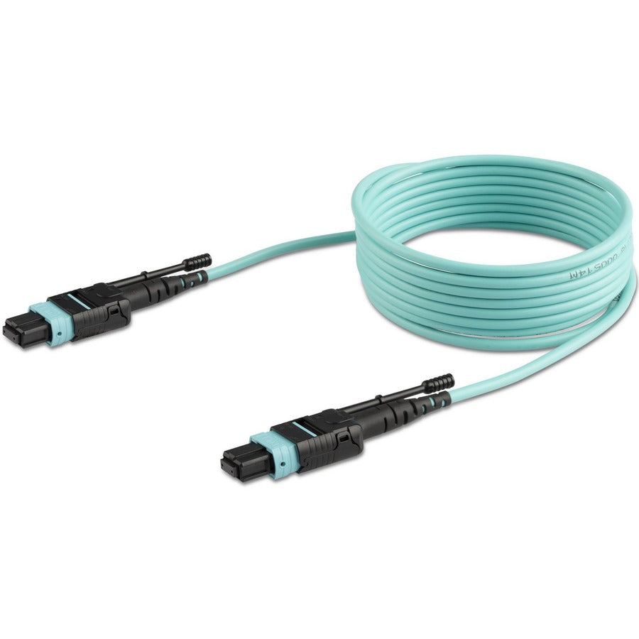 StarTech.com Fiber Optic Network Cable, 6.56 ft, MTP/MPO Female to MTP/MPO Female, 40 Gbit/s, Multi-mode 50/125µm, OFNP Plenum, Aqua, 1 Each
