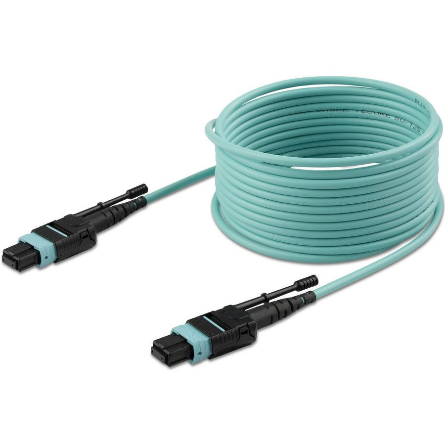 StarTech.com 9.84 ft Multi-Mode Fiber Optic Network Cable, MTP/MPO Female to MTP/MPO Female, 40 Gbit/s, OFNP Plenum, Aqua, 1 Each