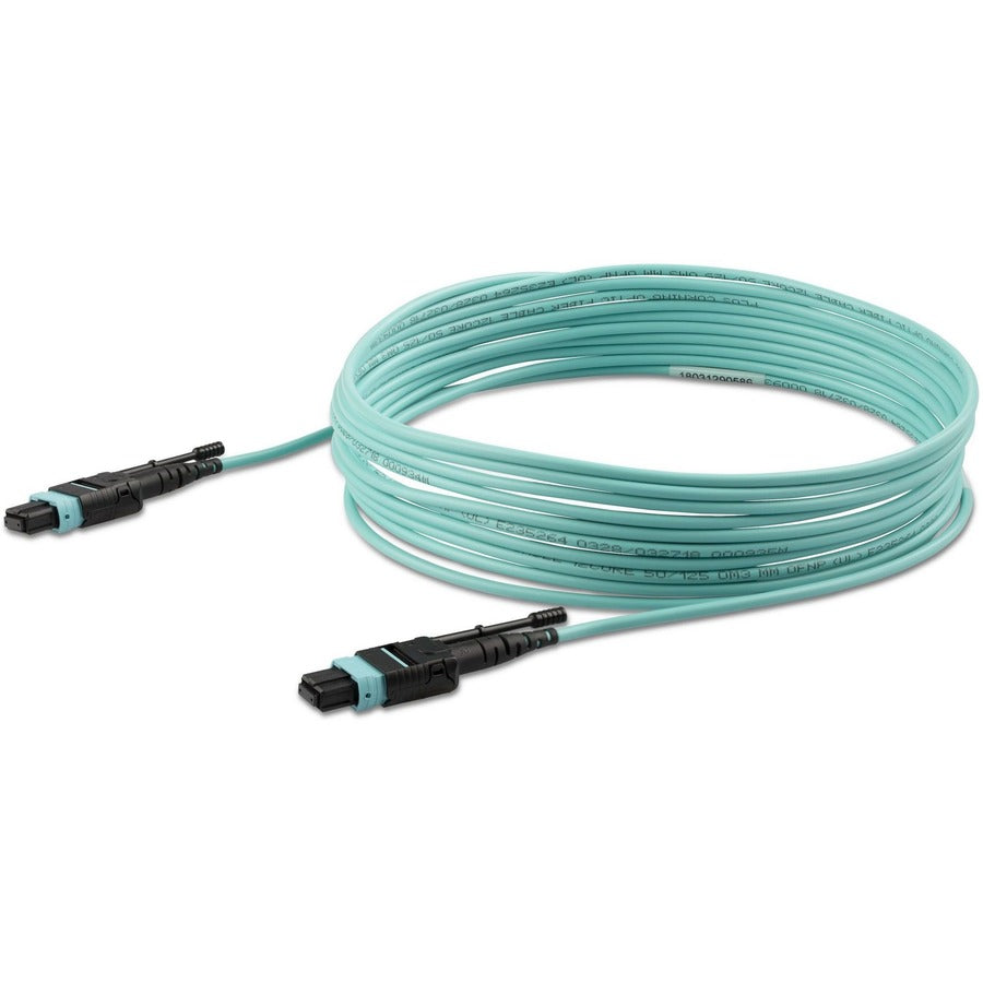 StarTech.com 16.40 ft Multi-Mode MTP/MPO Female to Female Fiber Optic Network Cable, OFNP Plenum, Aqua, 40 Gbit/s, 1 Each