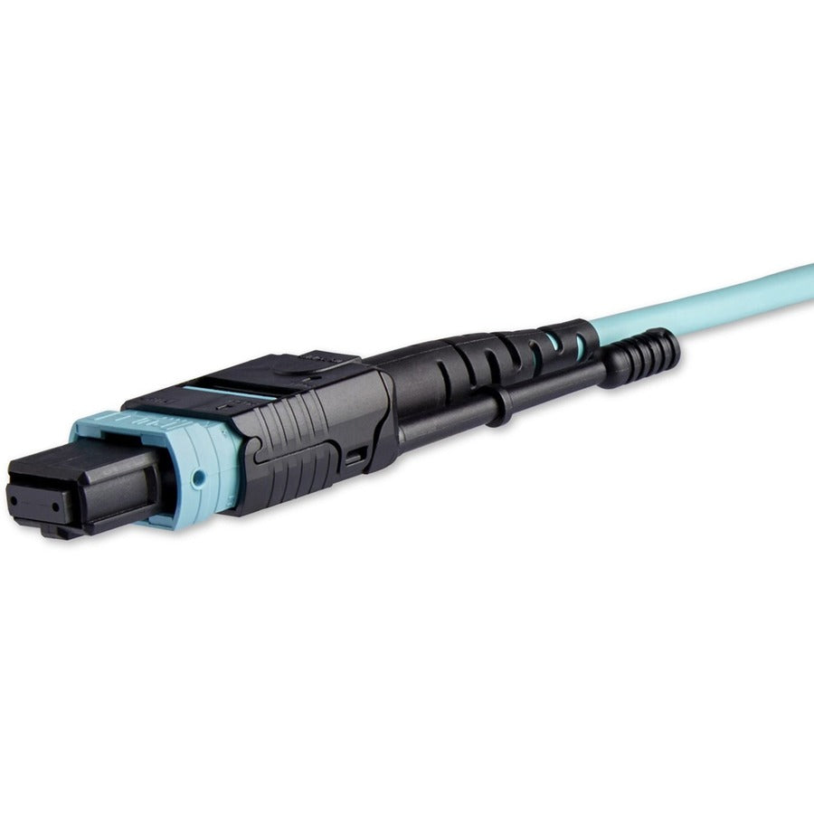 StarTech.com Fiber Optic Patch Duplex Network Cable, 9.84 ft, Multi-mode 50/125µm, 1 x MTP/MPO Female to 8 x LC Male, 40 Gbit/s, Plenum CMP OFNP, Aqua, 1 Each