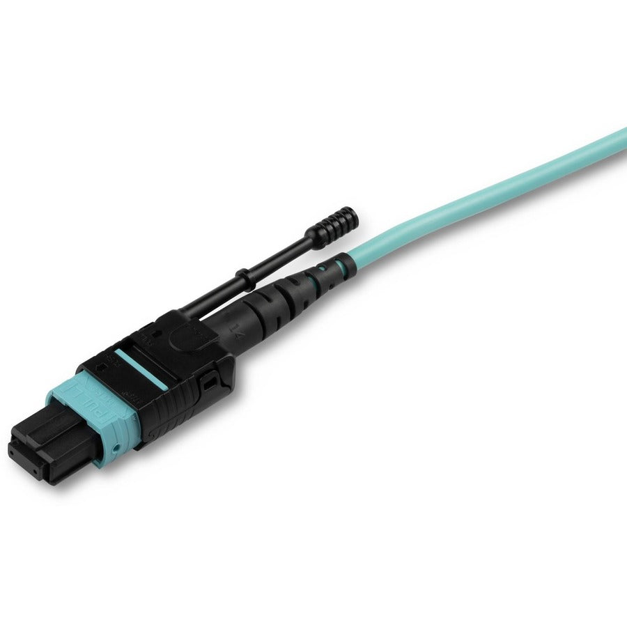 StarTech.com 16.40 ft Fiber Optic Patch Duplex Network Cable, MTP/MPO Female to 8 x LC Male, 40 Gbit/s, Multi-mode 50/125µm, Plenum CMP OFNP, Aqua, 1 Each