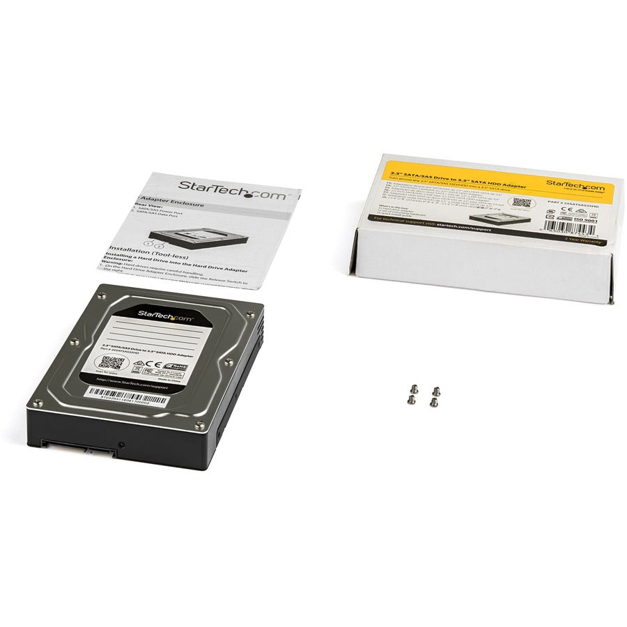 StarTech.com Drive Bay Adapter for 3.5" SATA/600, Serial Attached SCSI (SAS) - 6Gb/s SAS Host Interface Internal - Silver, Black