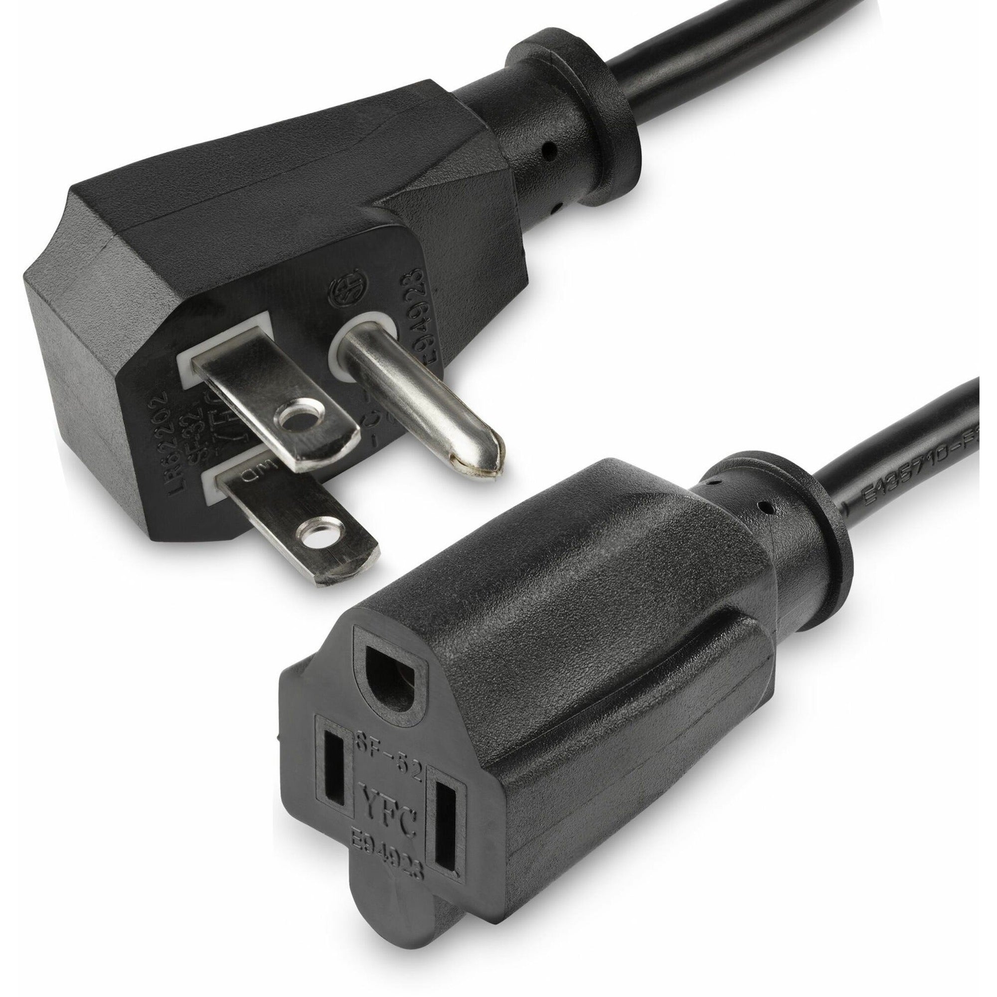 StarTech.com Power Extension Cord - Flat NEMA 5-15P to NEMA 5-15R - 1.5 ft. (18 in.)