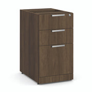 OfficeSource Laminate 3 Drawer Deluxe Full Pedestal - Box/File - Modern Walnut