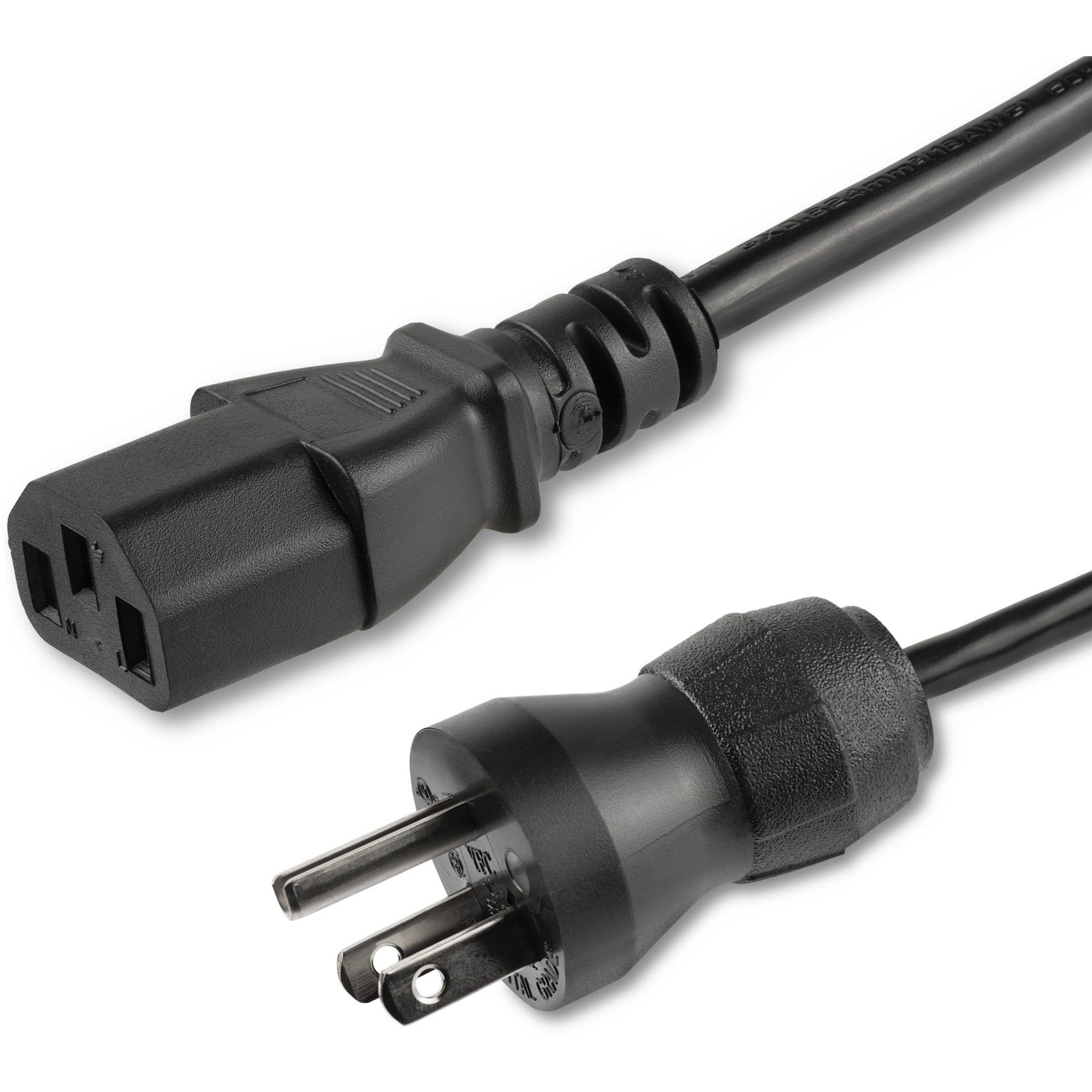 StarTech.com Standard Power Cord - For Monitor, Computer - 125 V AC / 10 A - Black - 10 ft Cord Length - NEMA 5-15P / IEC 60320 C13 - North America - 1 Each
