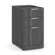 OfficeSource Laminate 3 Drawer Deluxe Full Pedestal - Box/File - Coastal Gray