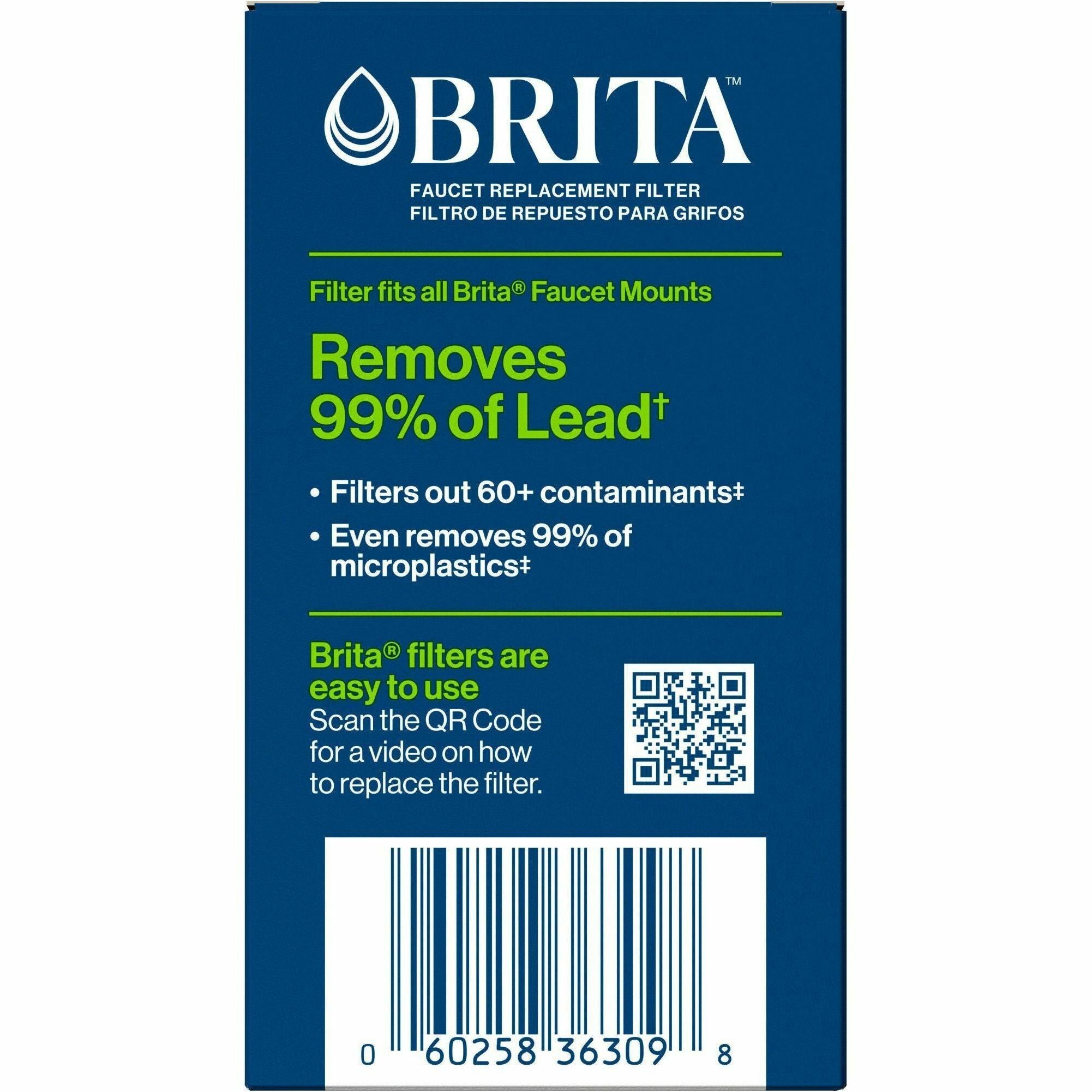 Brita On Tap Water Filtration System Replacement Filters For Faucets - 100 gal Filter Life - Blue, White - 1 Each