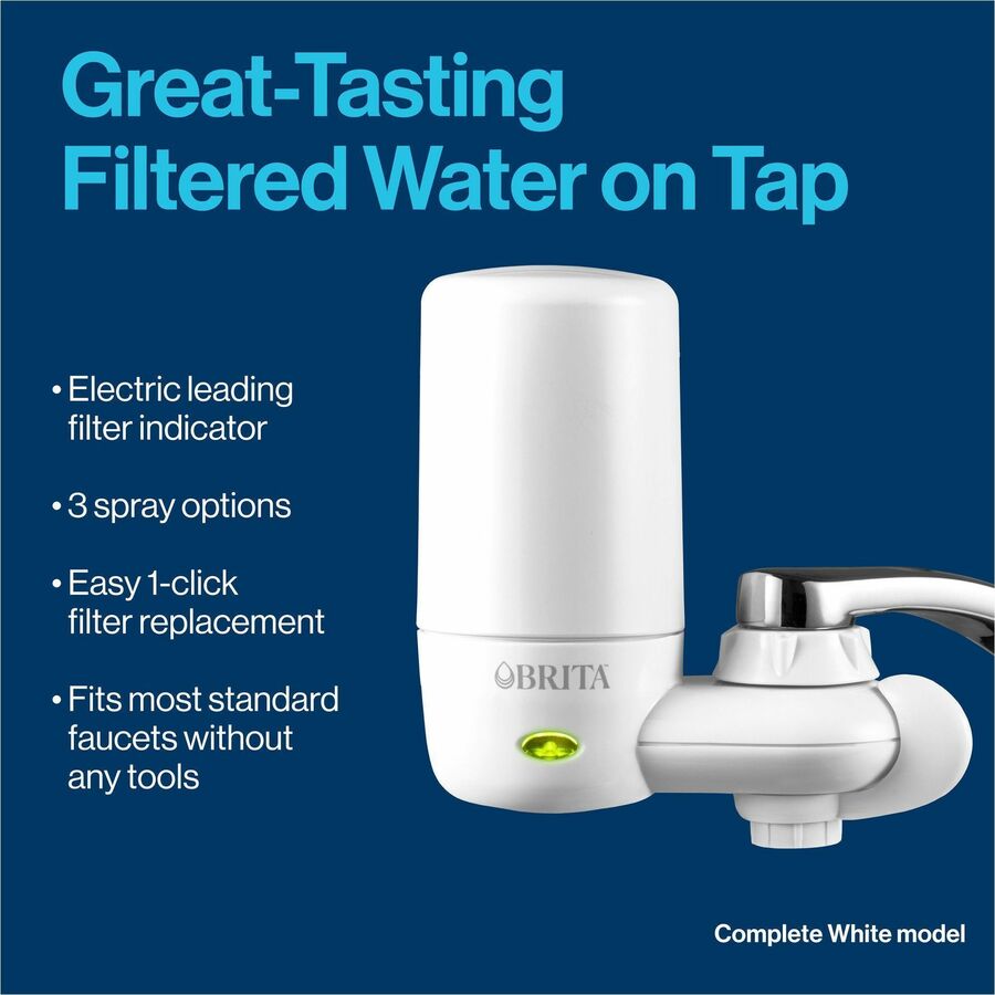 Brita On Tap Water Filtration System Replacement Filters For Faucets - 100 gal Filter Life - Blue, White - 1 Each