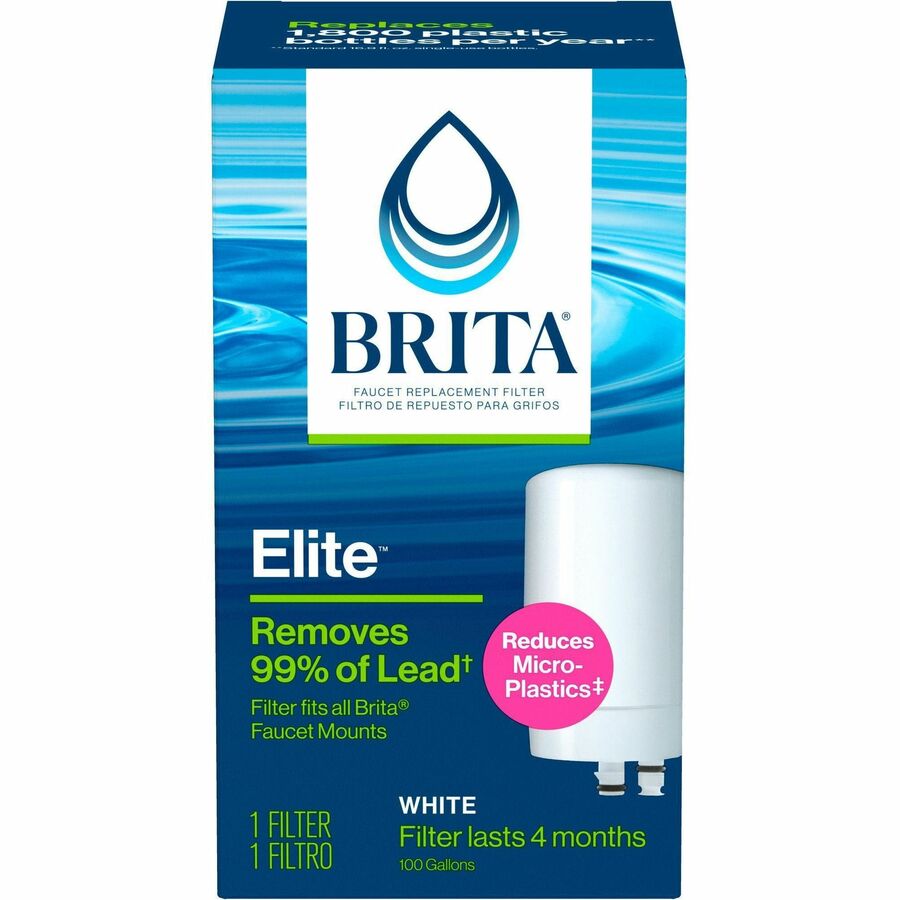 Brita On Tap Water Filtration System Replacement Filters For Faucets - 100 gal Filter Life - Blue, White - 1 Each