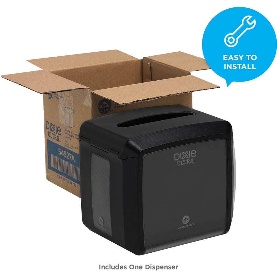 Interfolded Dispenser - 275 x Napkin - 7.2" Height x 7.6" Width x 6.1" Depth - Black - Rubber Feet, Non-slip Base, See Through Window, Slip Resistant - 1 Each
