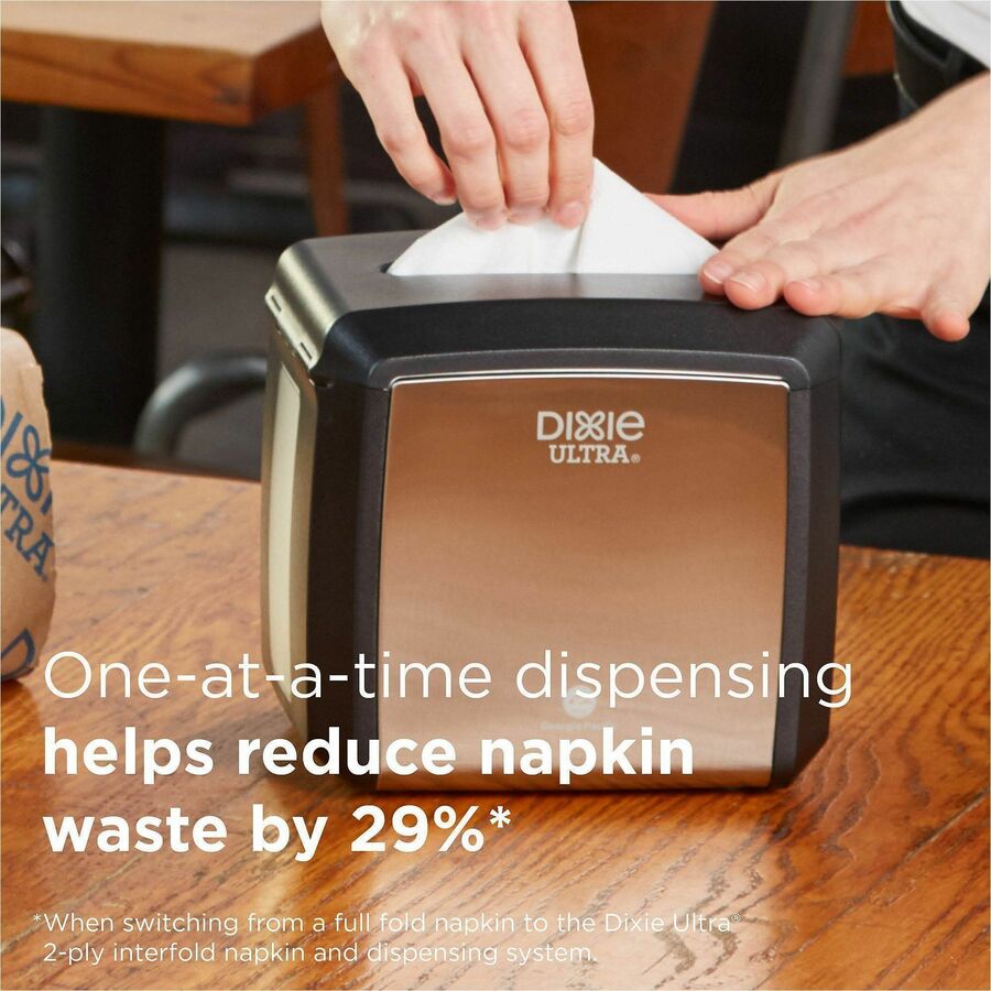 Interfolded Dispenser - 275 x Napkin - 7.2" Height x 7.6" Width x 6.1" Depth - Black - Rubber Feet, Non-slip Base, See Through Window, Slip Resistant - 1 Each