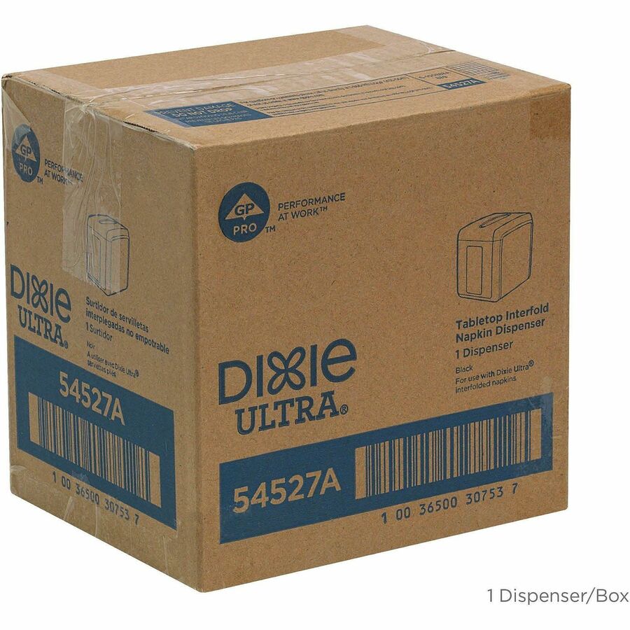 Interfolded Dispenser - 275 x Napkin - 7.2" Height x 7.6" Width x 6.1" Depth - Black - Rubber Feet, Non-slip Base, See Through Window, Slip Resistant - 1 Each
