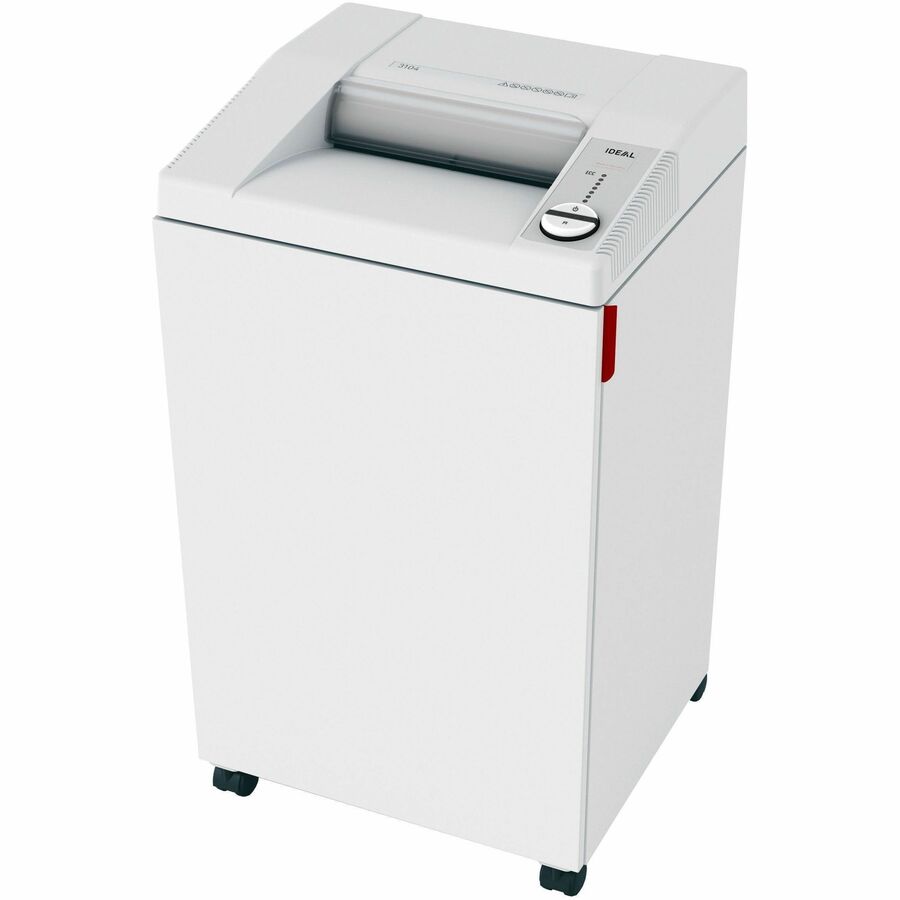 ideal. 3104 Cross-cut Paper Shredder, Continuous, 17 Sheets Per Pass, 0.625" x 0.093" Shred Size, P-5 Security, 18 ft/min, 12" Throat, 32 gal Bin, White, 1 Each