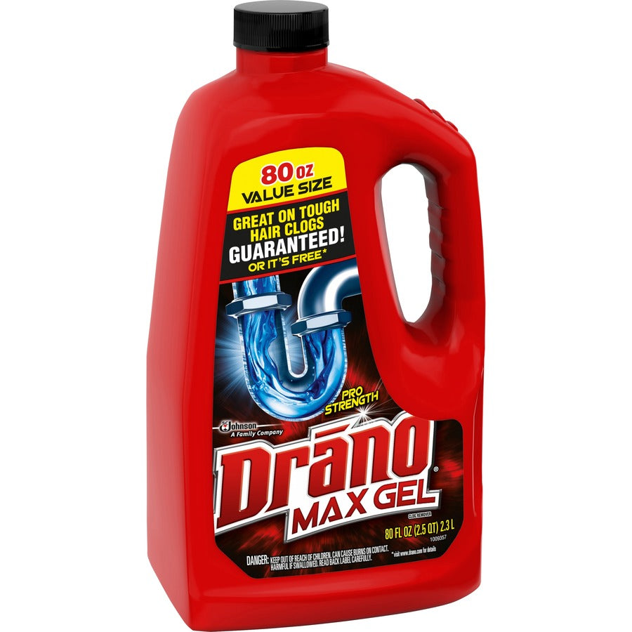 Drano Max Gel Clog Remover - Ready-To-Use - 80 fl oz (2.5 quart) - Yellow - 1 Each