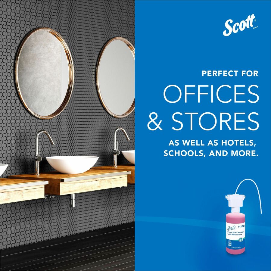 Scott Foam Hand Soap with Moisturizers - Floral Scent - 1.59 quart - Bottle Dispenser - Kill Germs - Skin, Washroom, Healthcare, Office Building, Restroom - Moisturizing - Pink - Rich Lather, Hygienic, Pleasant Scent - 1 Carton