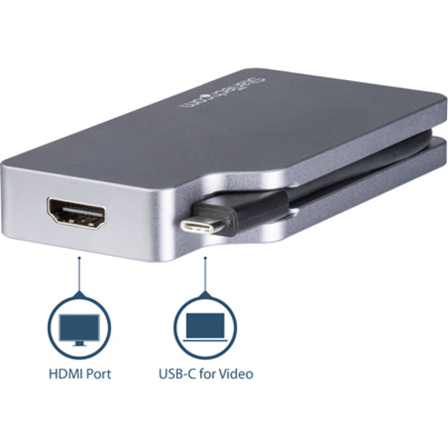 StarTech.com 4-in-1 USB-C Multiport Video Adapter - Aluminum - 4K 30Hz - Space Gray