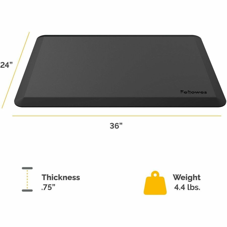 Floor - 36" Width x 24" Depth x 0.750" Thickness - Rectangular - Black - 1 Each